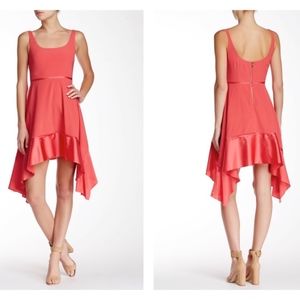 NEW  ELIZABETH & JAMES Portia Stretch Silk Dress Ruffle Asymmetrical Hem  Size 4